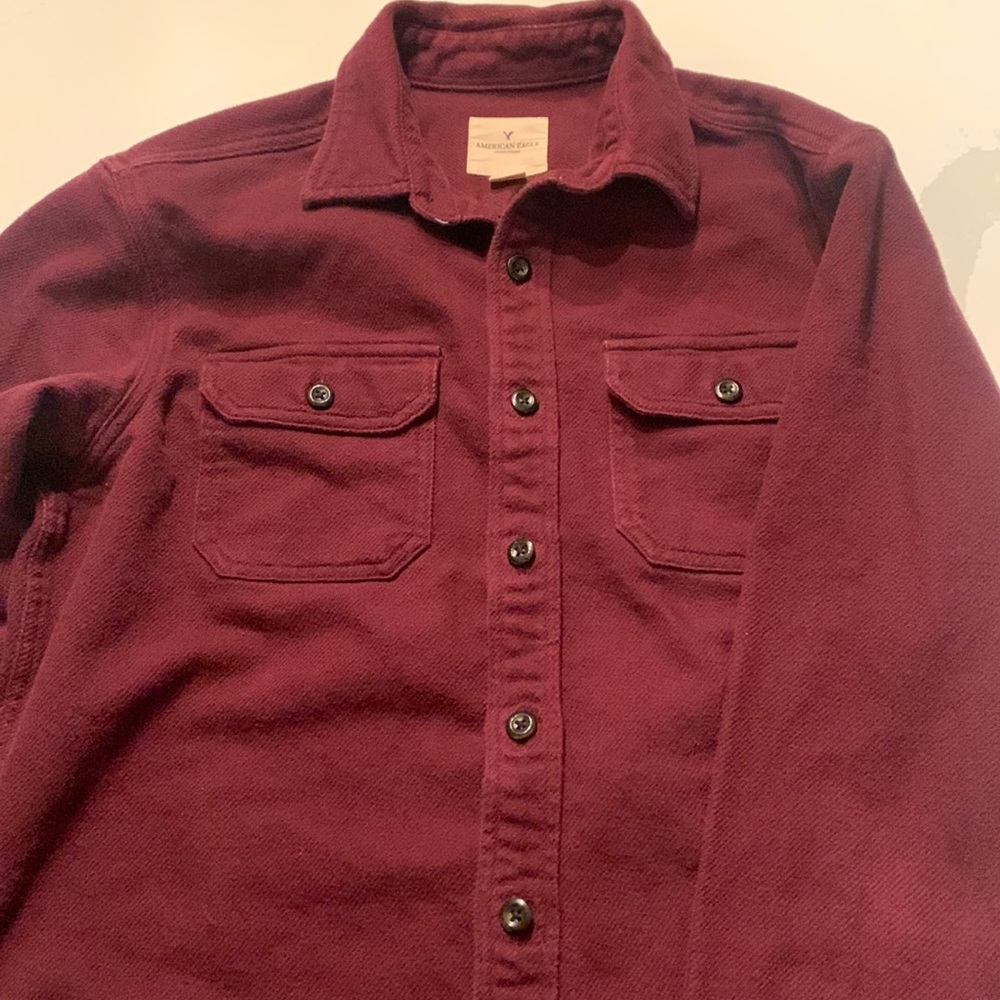 Burgundy American eagle button up